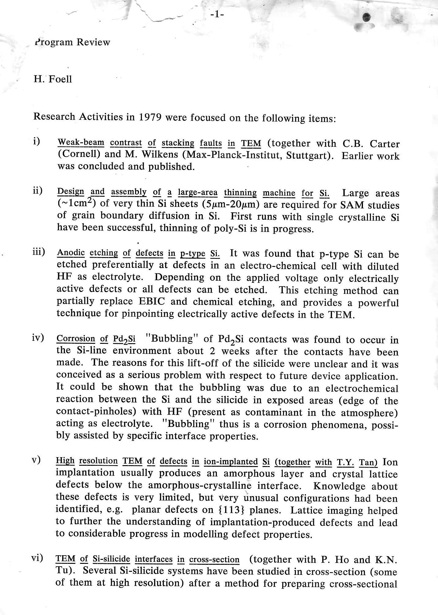Progress report IBM 1979