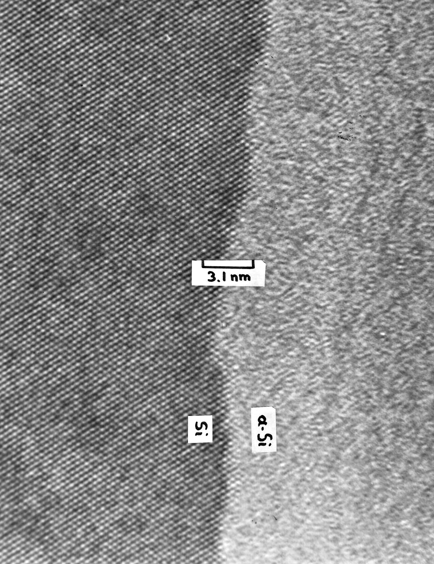 HRTEM amorphous-crystalline interface Si