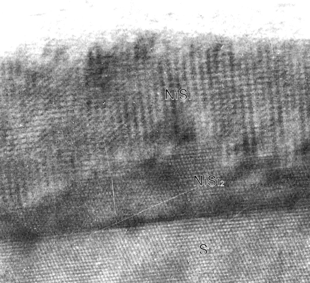 Si - silicide interface HRTEM