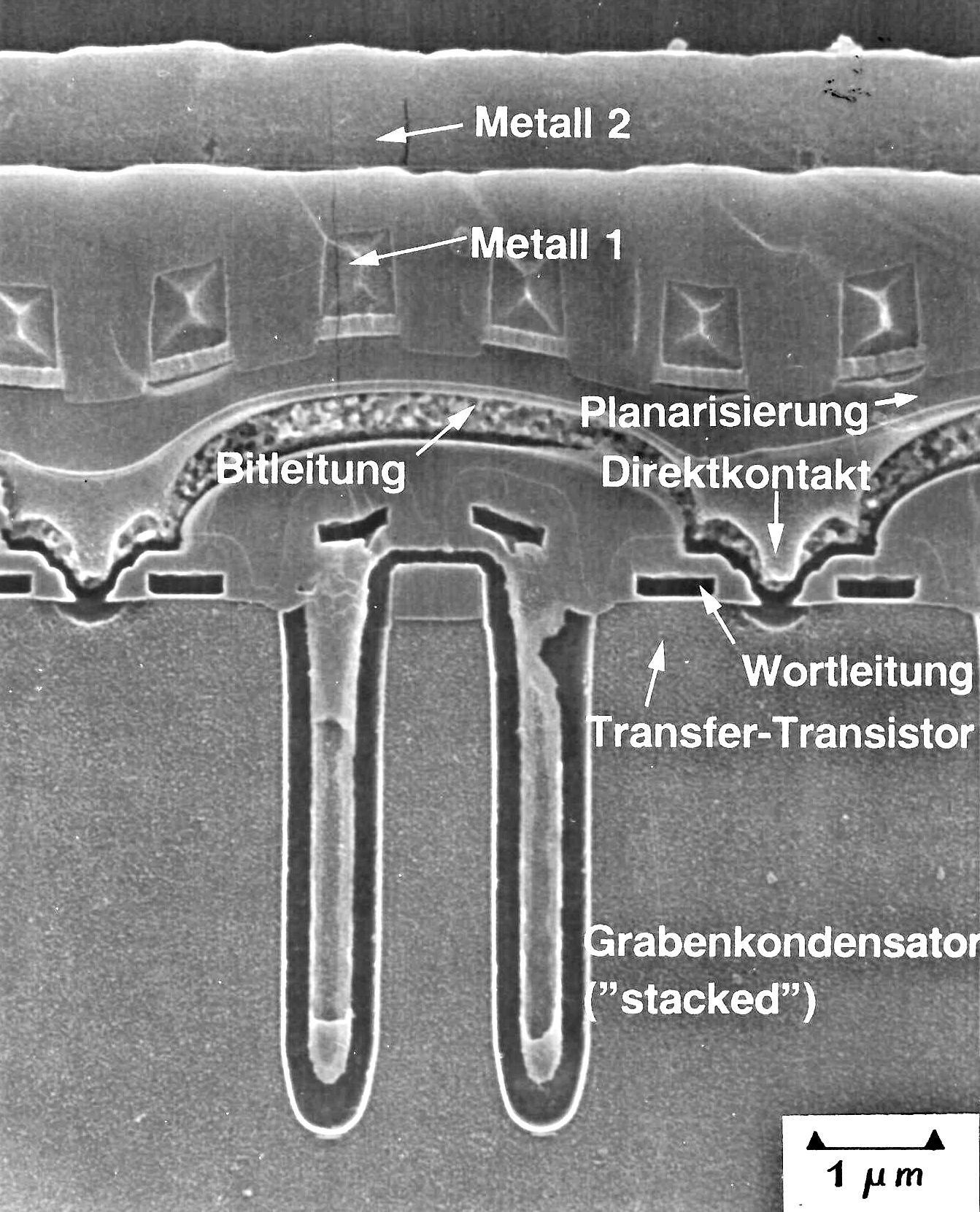 SEM cross-section 16 M DRAM Siemens