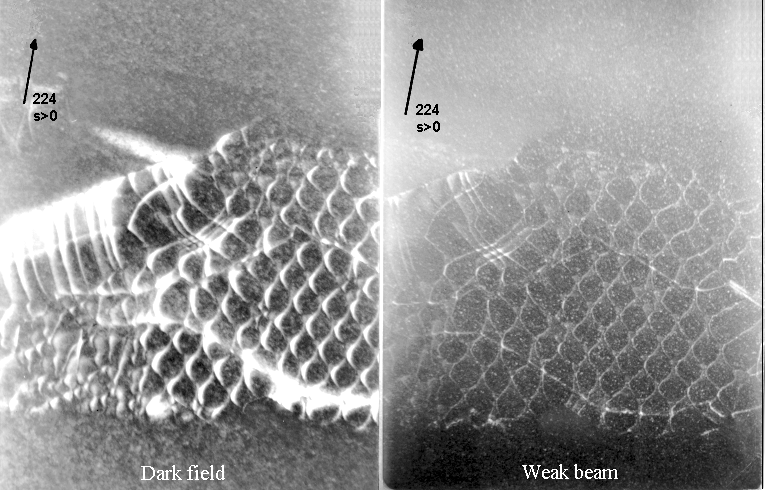 Comparison dark-field and weak-beam