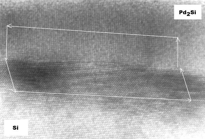 HRTEM image ofPhase boundary Pd2Si -Si