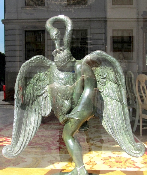 Leda and the swan; bronze sculpture