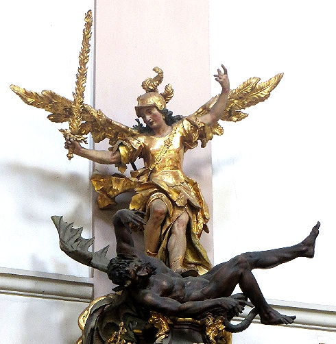 Archangle with flaming 
sword in Bamberg; Germay