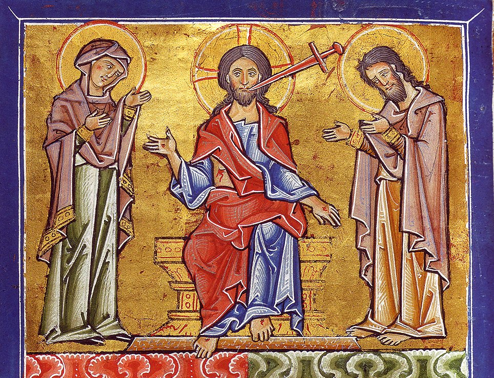 Jesus with sword issuing from His mouth