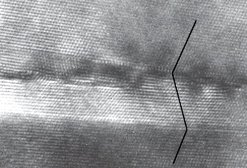 HRTERM picture of tilt boundary with twins in Sii