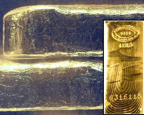 Striations in gold bullion