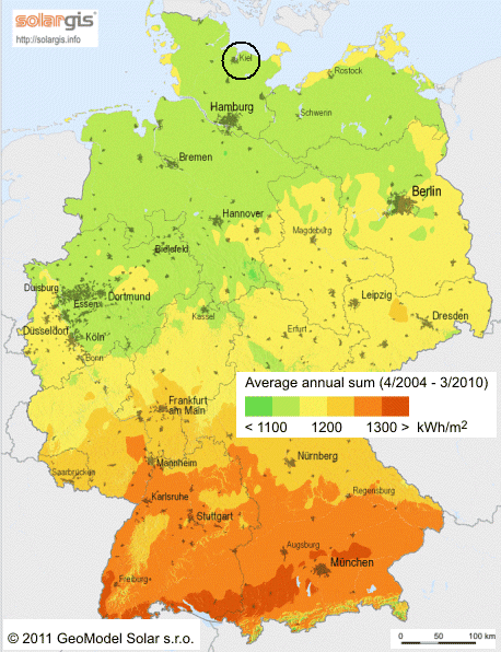 Average solar energy in Germany