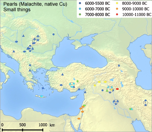 Distribution small Cu things before 
5500 BC