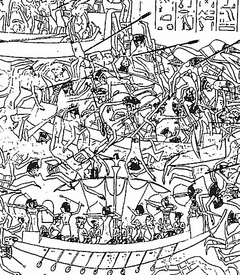 Ramses III fighting the sea people