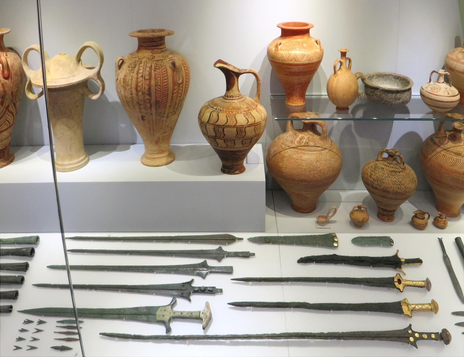 Show case bronge swords, pottery, Heraklion Crete