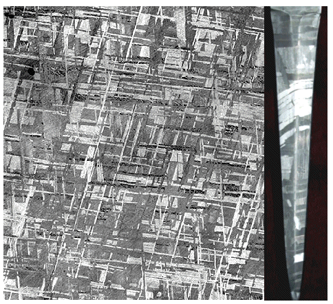 Meteorite Widmannstaetten structure and bade