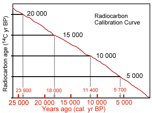 Radiocarbon calibration curve