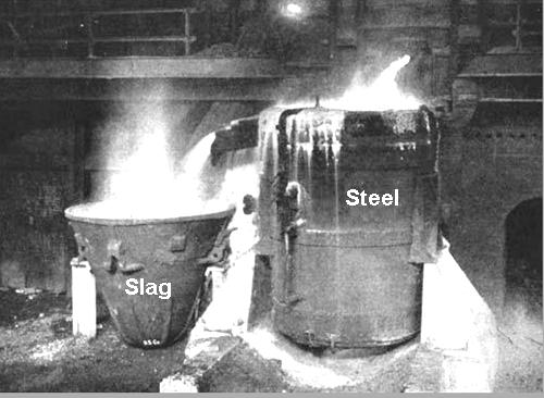 Tapping of a Siemens-Martin furnace