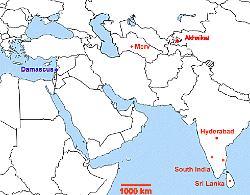 Map of early crucible steel finds