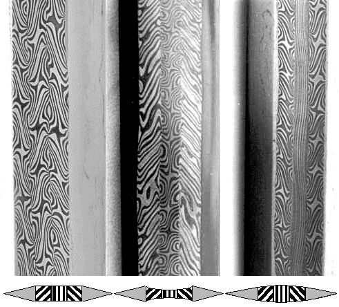 Blades produced by simple pattern welding