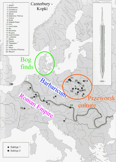 Map of Canterbury- Kopki sword findings