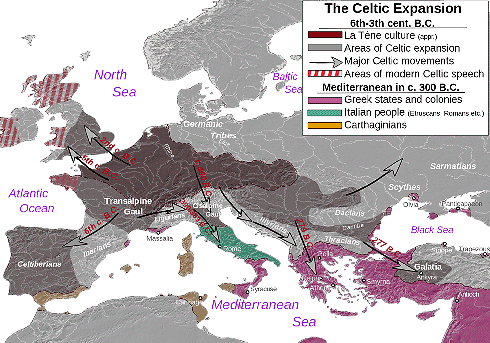 Celts, Romans, Greks, and so on around 600 BC to 
300 BC