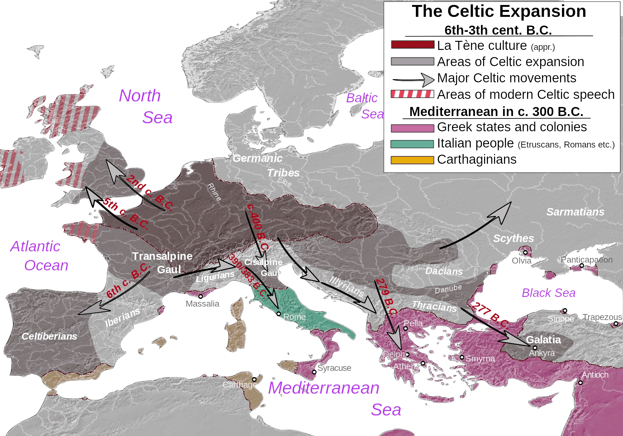 Celts, Romans, Greks, and so on around 600 BC to 300 
BC