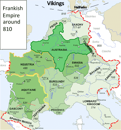 Fankish empire around 810