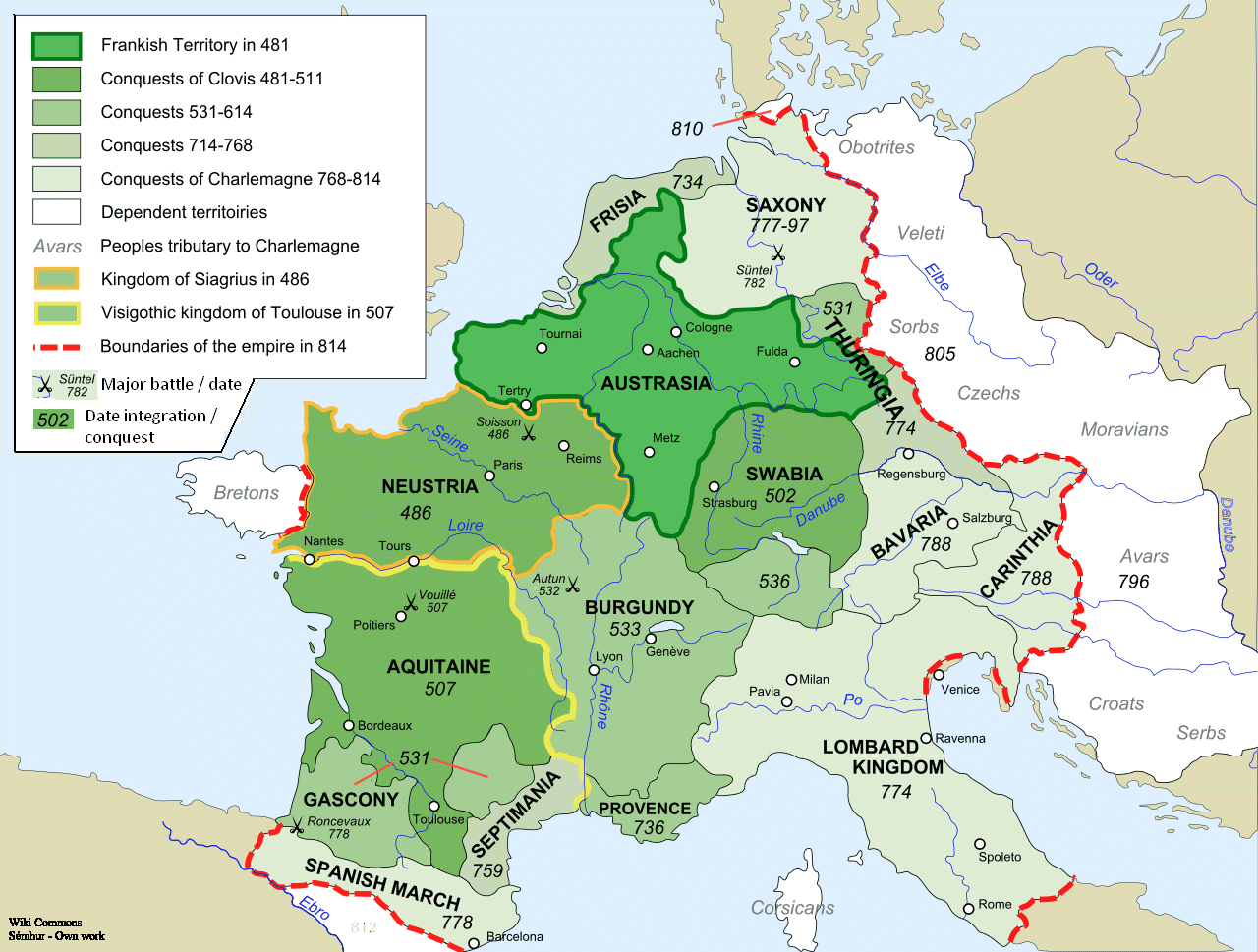 Merovingians; Frankish empire; map