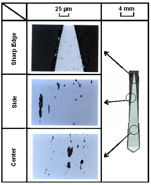 Slag inclusions in Japanese sword