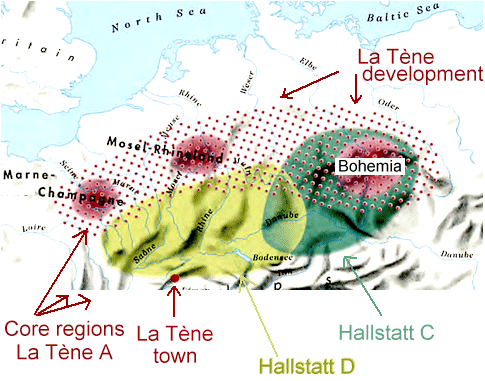 Map of Hallstatt, La Tne areas