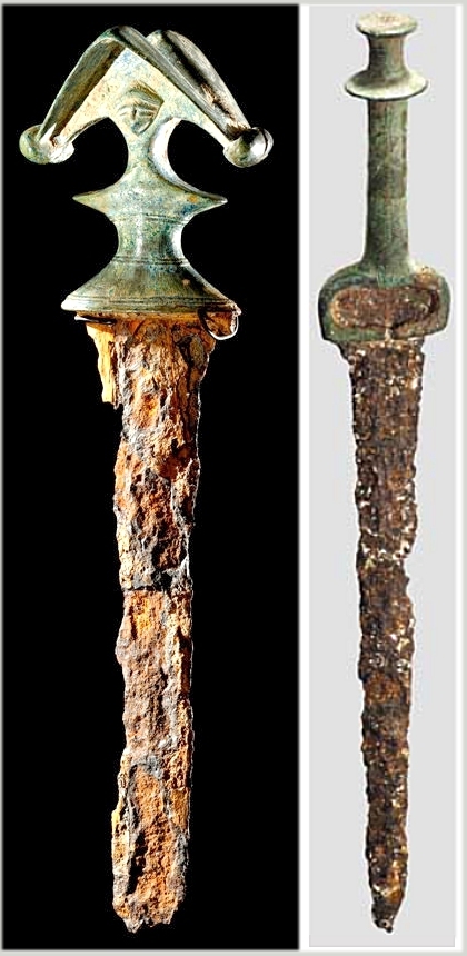 Luristan iron sword with bronze hilt