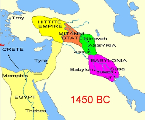 Map Mediterranean 1450 BC