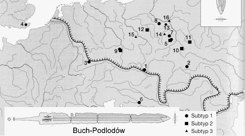 Buch-Podlodow swords; map of finds