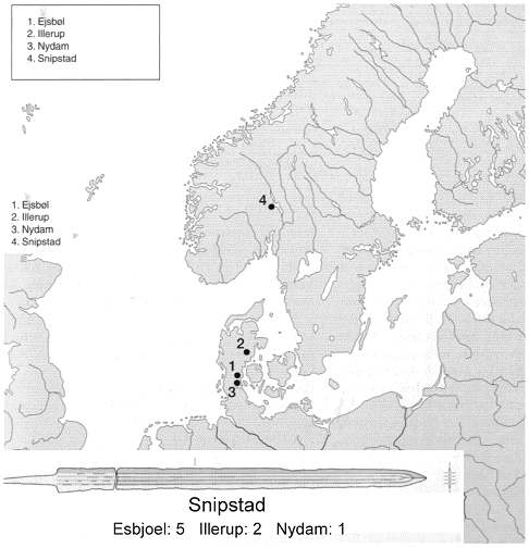 Snipstad swords; map of finds