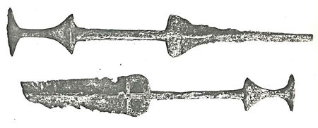 double-disc hilt dagger; bi-metal