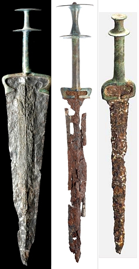 double-disc hilt dagger; bi-metal