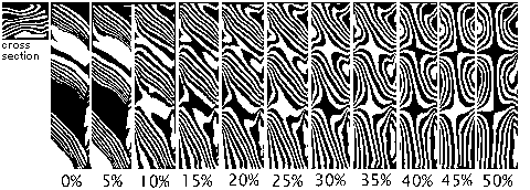 Pattern development with depths in twisted layered 
rods