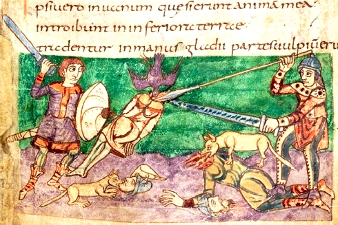 Sword with writing on the 
blade, Stuttgarter Psalter