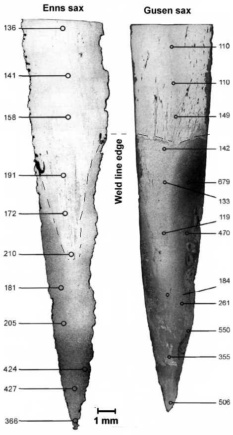 Microsrucure metallography early medieval sax