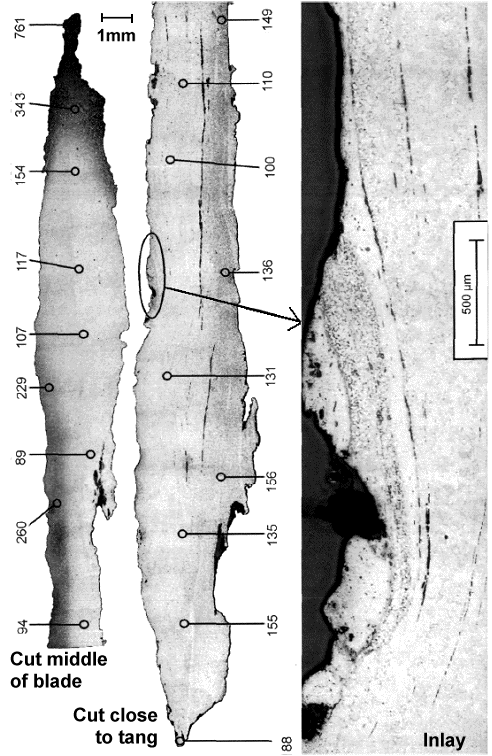 Early medieval sword metallography damascene inlay