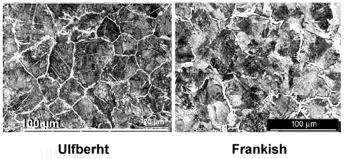 Comparison of Ulfberht sword microstructure 
with Frankish sword