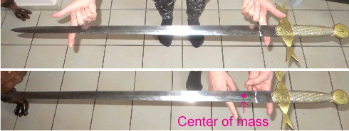 Center of mass; determination sword