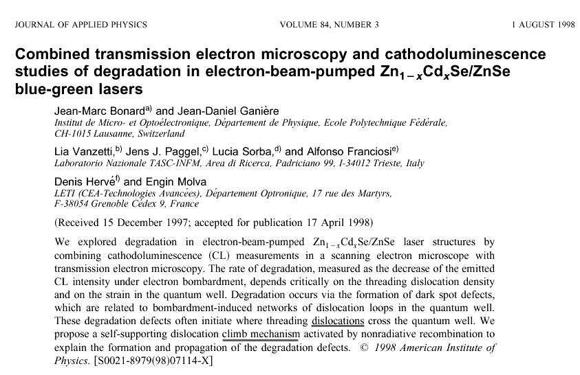 Laser failure mechanisms