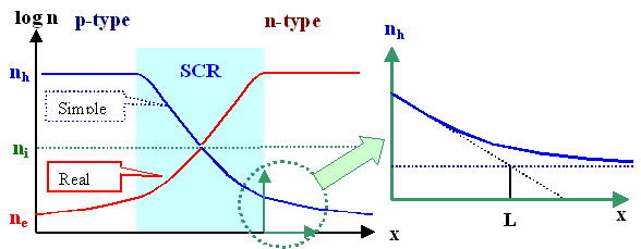 MinOrity carrier distribution in large diOdes